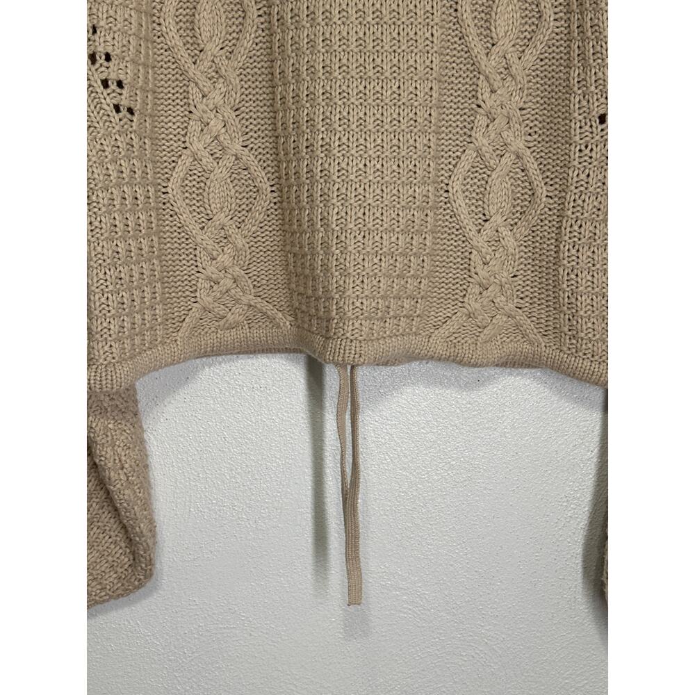 Gianni Bini Oversized Crop Chunky Cable Knit Fishermen Sweater M Cream Designer - Picture 5 of 13